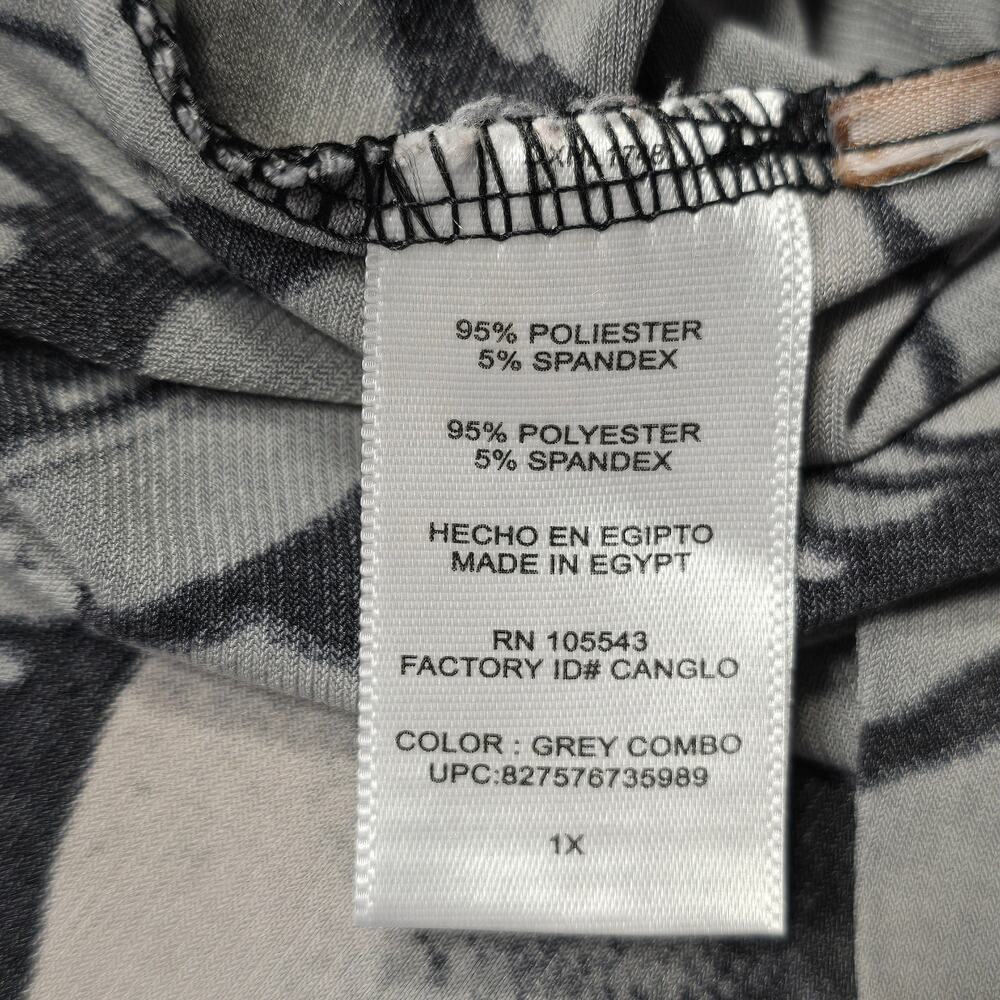 Daisy Fuentes Black Shirt Stretch Preppy Geo Print V-Neck 3/4 Sleeves Women's 1X - Picture 5 of 10